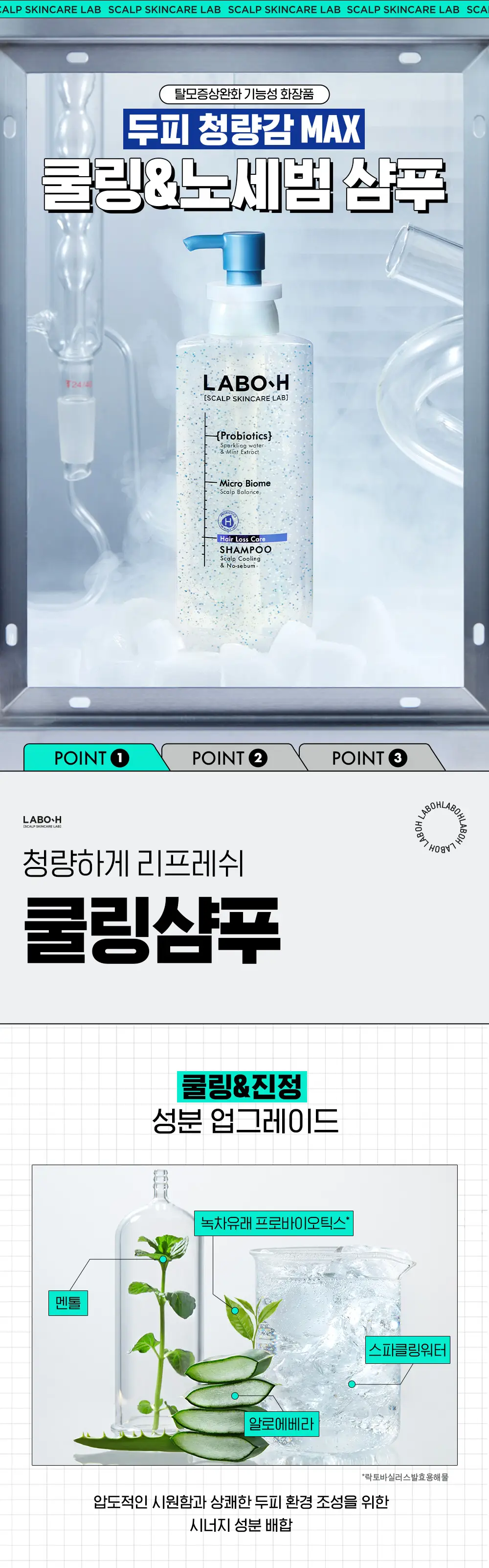[청량감MAX]] 라보에이치 쿨링&노세범샴푸 750ML 기획(+샴푸100ML) 상세페이지 4